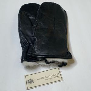 NEW Fownes Brothers Nordstrom Leather &  Fur Glove Mittens L